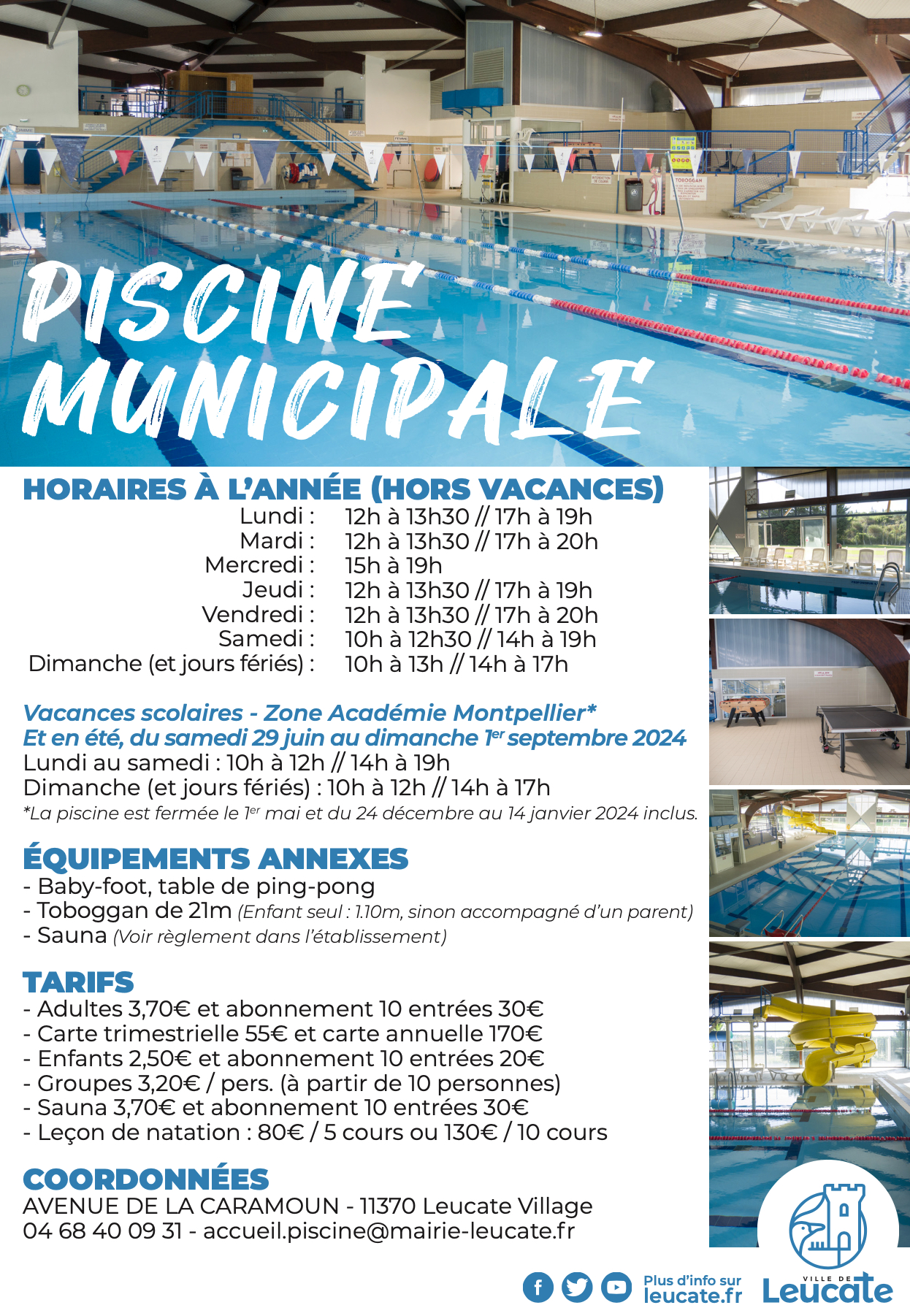 Affiche de la piscine municipale de Leucate