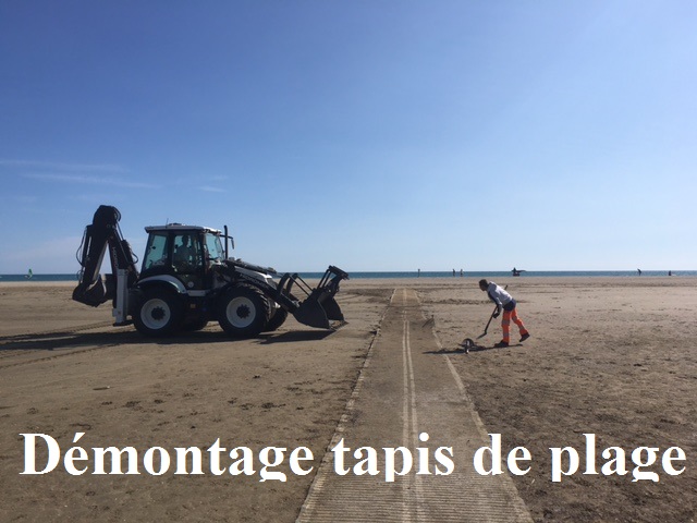 demontage tapis plage - Mairie de Leucate